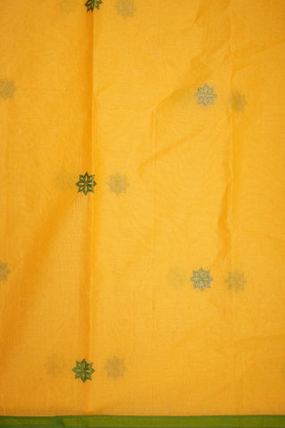 Floral Embroidery Motifs Honey Yellow Ahmedabad Cotton Saree
