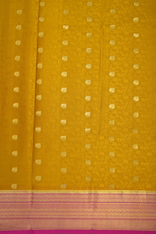 Floral Jaal Design Golden Yellow Mysore Silk Saree