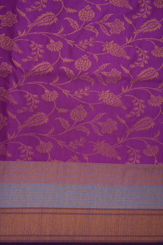 Floral Jaal Design Grape Purple Tussar Banarasi Silk Saree