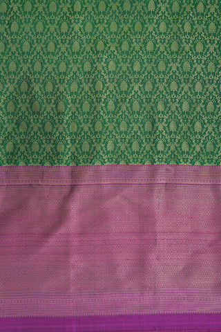 Floral Jaal Design Green And Purple Banarasi Silk Dupatta