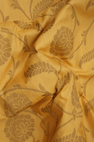 Floral Jaal Design Mellow Yellow Tussar Banarasi Silk Saree