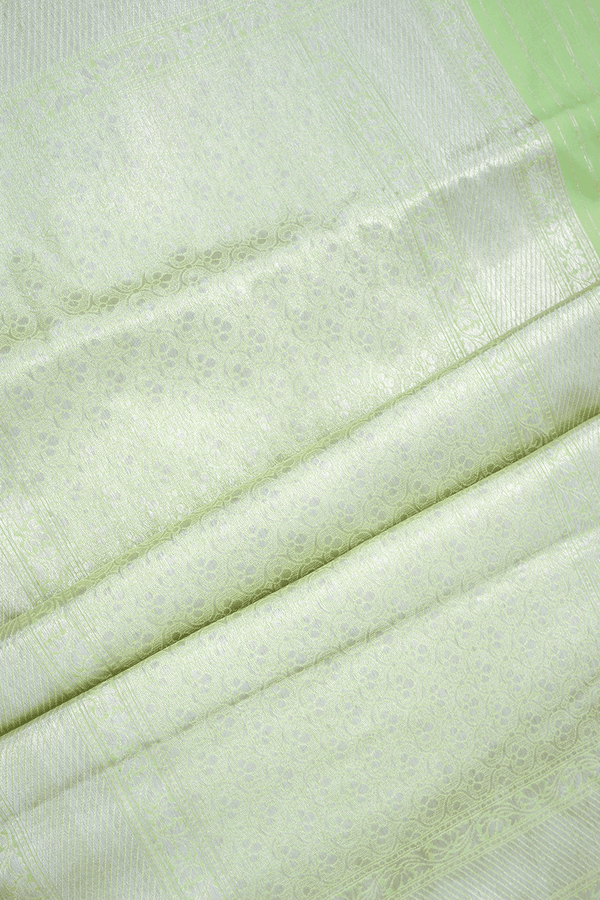 Allover Floral Jaal Design Pastel Green Banarasi Silk Saree