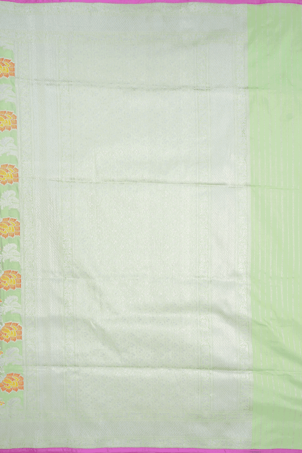 Allover Floral Jaal Design Pastel Green Banarasi Silk Saree