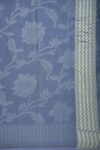 Floral Jaal Design Steel Blue Georgette Banarasi Silk Saree