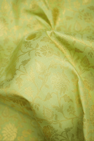 Floral Jaal Zari Design Pastel Green Kanchipuram Silk Saree