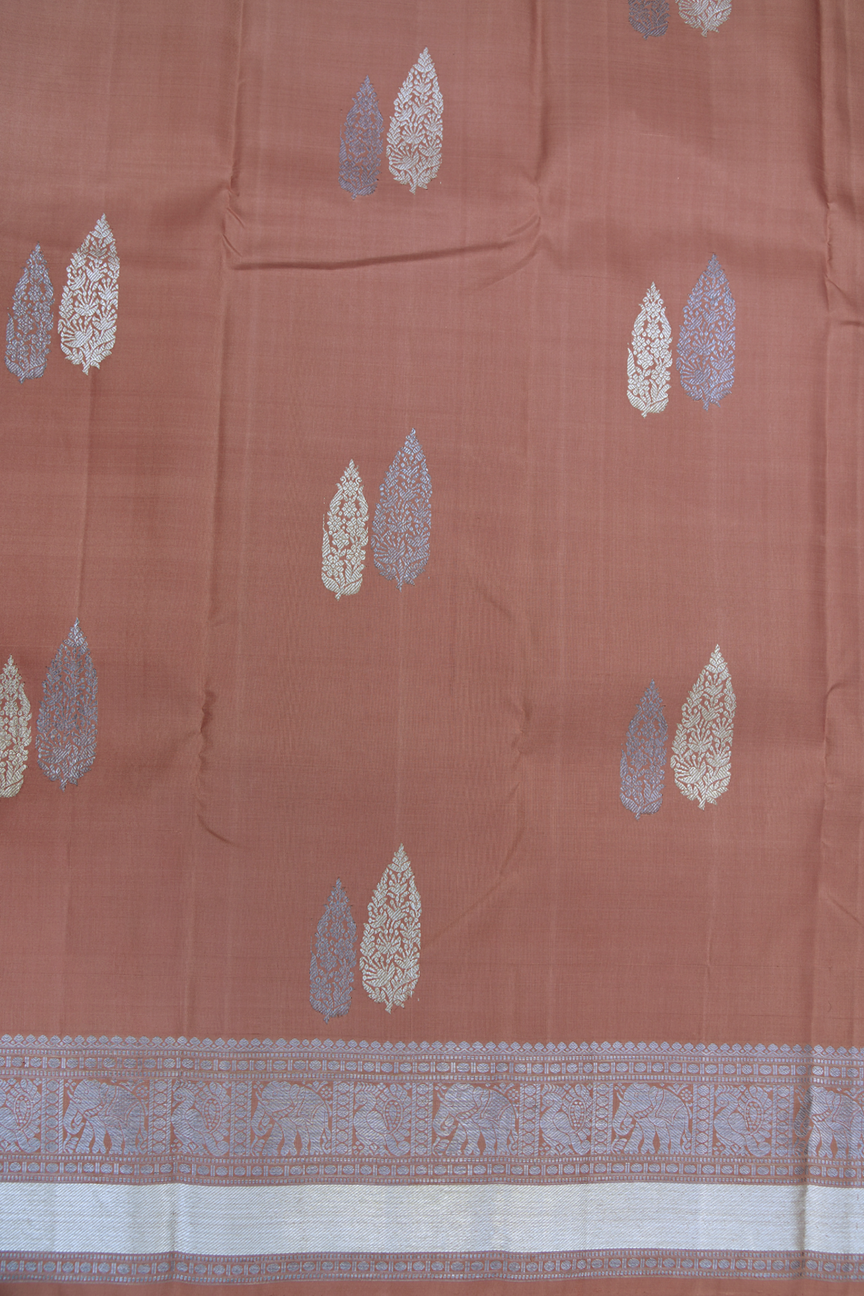 Floral Motifs Cocoa Brown Kanchipuram Silk Saree