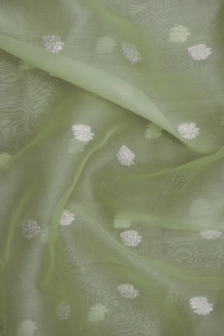 Floral Motifs Pastel Green Organza Silk Dupatta