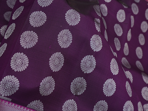 Floral Motifs Plum Purple Unstitched Pavadai Sattai Material