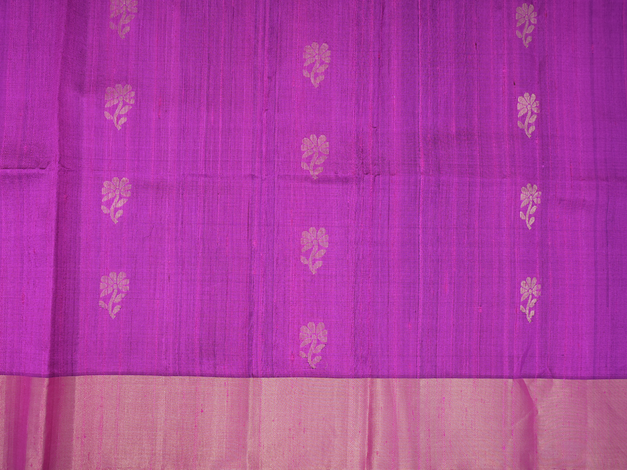 Floral Zari Motifs Purple Rose Raw Silk Salwar Material