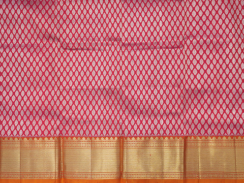 Floral Motifs Rani Pink Unstitched Pavadai Sattai Material