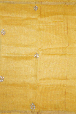 Floral Motifs Royal Yellow Linen Saree