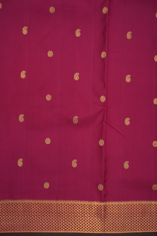 Zari Buttas Blush Red Kanchipuram Nine Yards Silk Saree