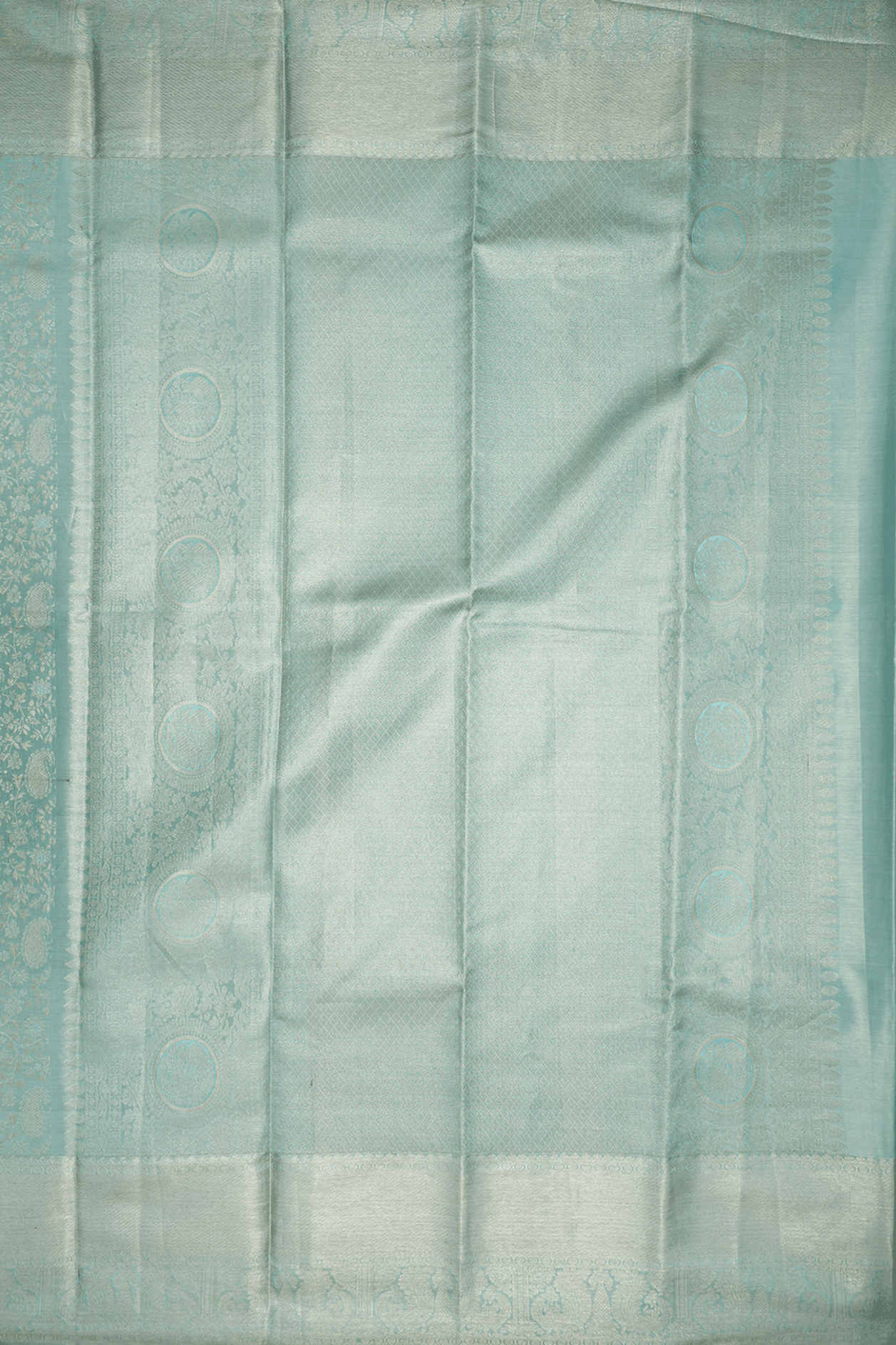 Floral Paisley Design Light Blue Tissue Kanchipuram Silk Saree