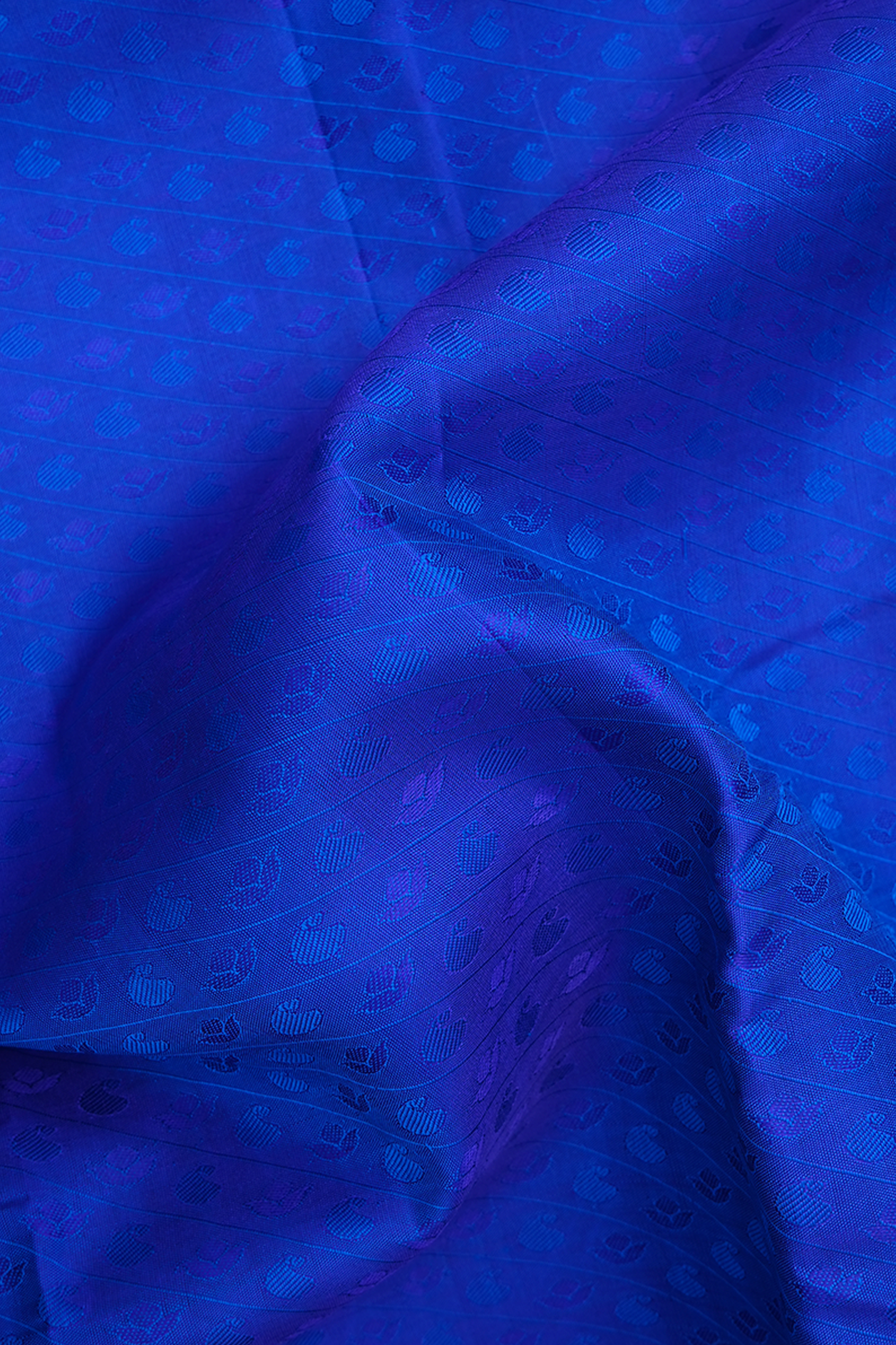 Floral Paisley Self Design Royal Blue Kanchipuram Silk Saree