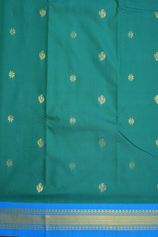 Floral Paisley Zari Motif Teal Green Apoorva Semi Silk Saree