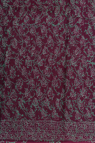 Floral Printed Burgundy Semi Kota Cotton Saree