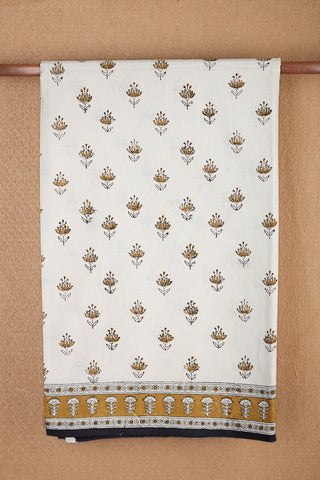 Floral Printed Buttas Beige Jaipur Cotton Saree