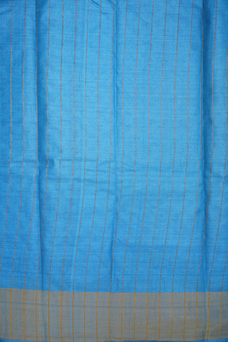 Floral Printed Cerulean Blue Tussar Silk Saree