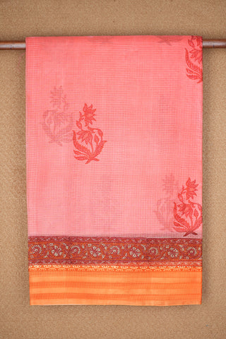 Floral Printed Coral Pink Kota Saree