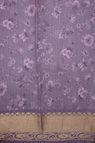 Floral Digital Printed Dusty Purple Chanderi Silk Cotton Saree
