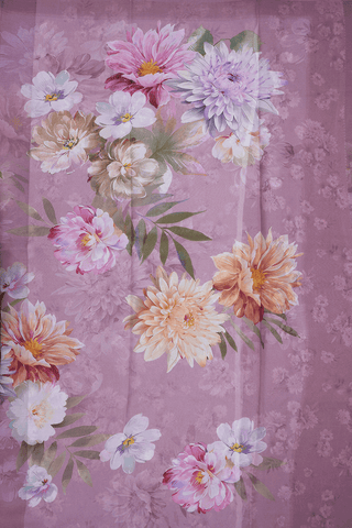 Floral Digital Printed Dusty Purple Chiffon Saree