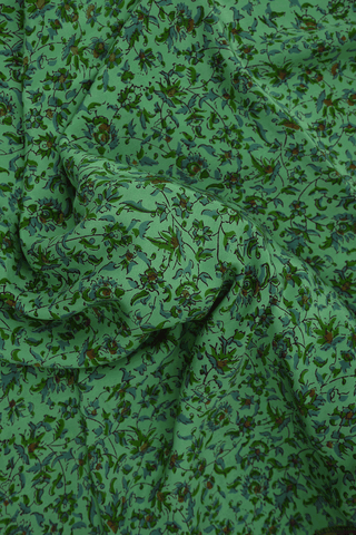Floral Printed Design Green Crepe Saree