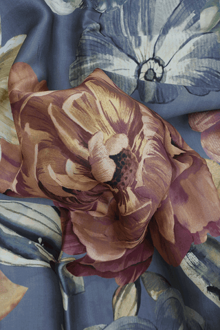 Floral Digital Printed Grey Satin Crepe Saree