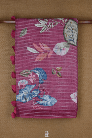 Floral Printed Design Mulberry Linen Saree