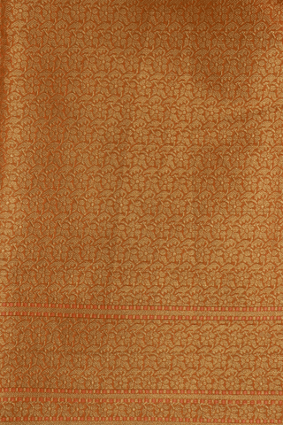 Floral Printed Design Orange Kota Cotton Saree