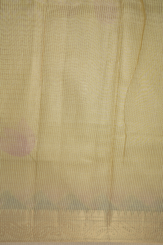 Floral Digital Printed Pastel Yellow Semi Tissue Saree
