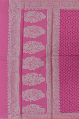 Floral Printed Design Punch Pink Kota Cotton Saree