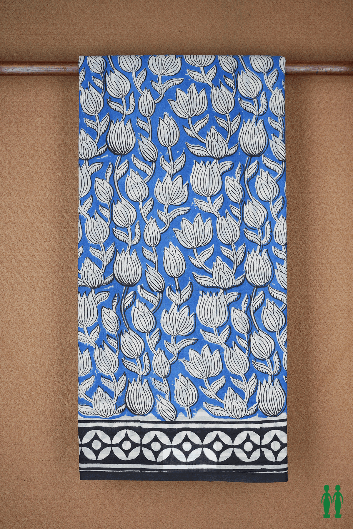 Floral Printed Design Royal Blue Jaipur Cotton Saree