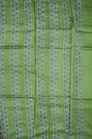 Floral Design Fern Green Printed Tussar Silk Saree