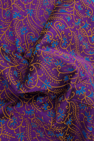 Floral Printed Grape Purple Traditional Silk Cotton Saree