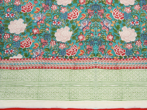 Floral Printed Green Cotton Double Quilt