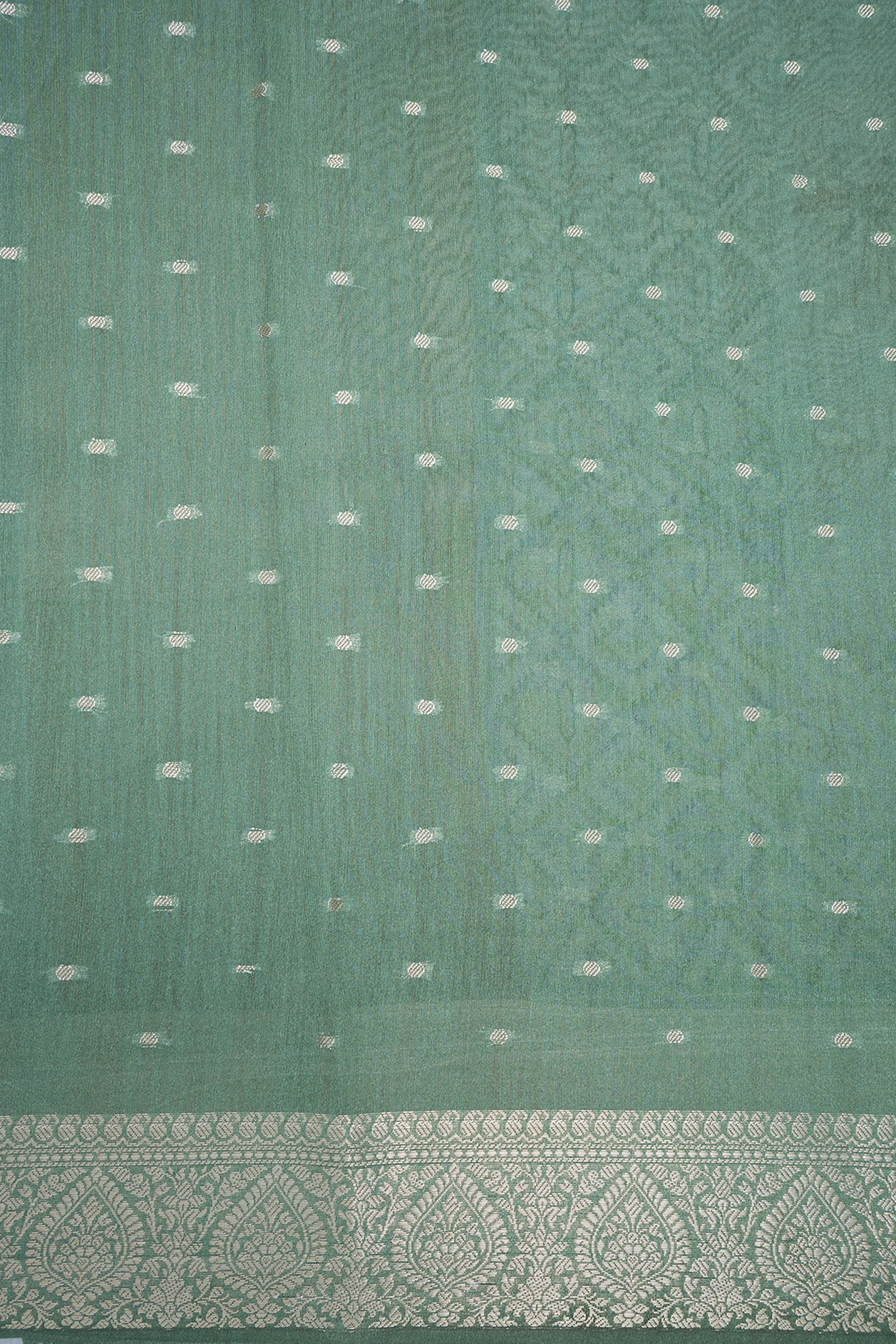 Floral Printed Light Sage Green Chanderi Silk Cotton Saree