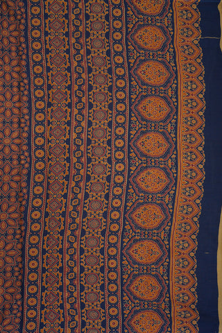 Jal Floral Printed Navy Blue Ahmedabad Cotton Saree