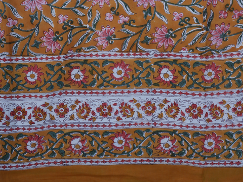 Floral Printed Ochre Orange Cotton Light Weight Single Quilt