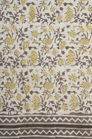 Floral Printed Off White Ahmedabad Cotton Saree