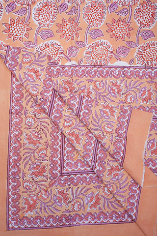 Floral Printed Orange Cotton Double Bedspread