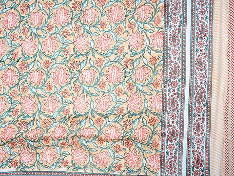 Floral Printed Orange Cotton Light Weight Single Quilt