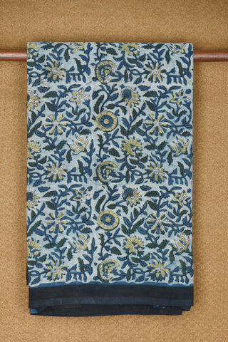 Floral Printed Pastel Blue Ahmedabad Cotton Saree