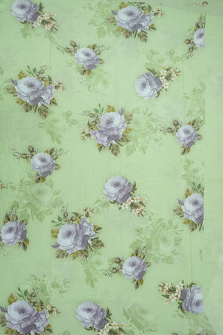 Floral Printed Pastel Green Georgette Saree