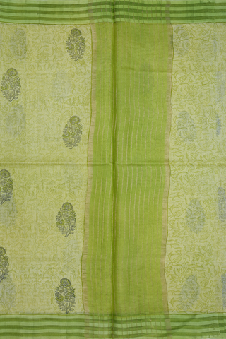 Floral Printed Pastel Green Kota Silk Saree