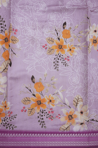 Floral Printed Pastel Purple Chanderi Silk Cotton Saree