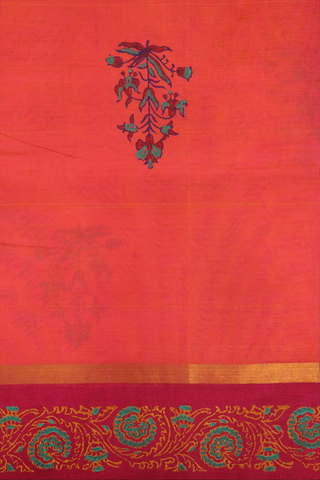 Floral Printed Pink Traditional Silk Cotton Saree