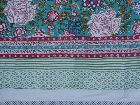 Floral Printed Sea Green Cotton Light Weight Single Quilt