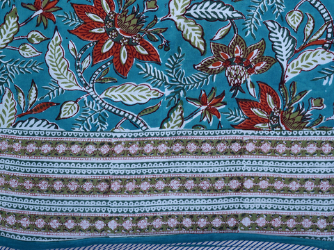 Floral Printed Turkish Blue Cotton Light Weight Double Quilt