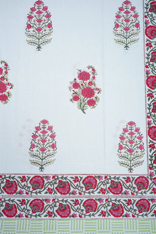 Floral Printed White Cotton Single Bedspread
