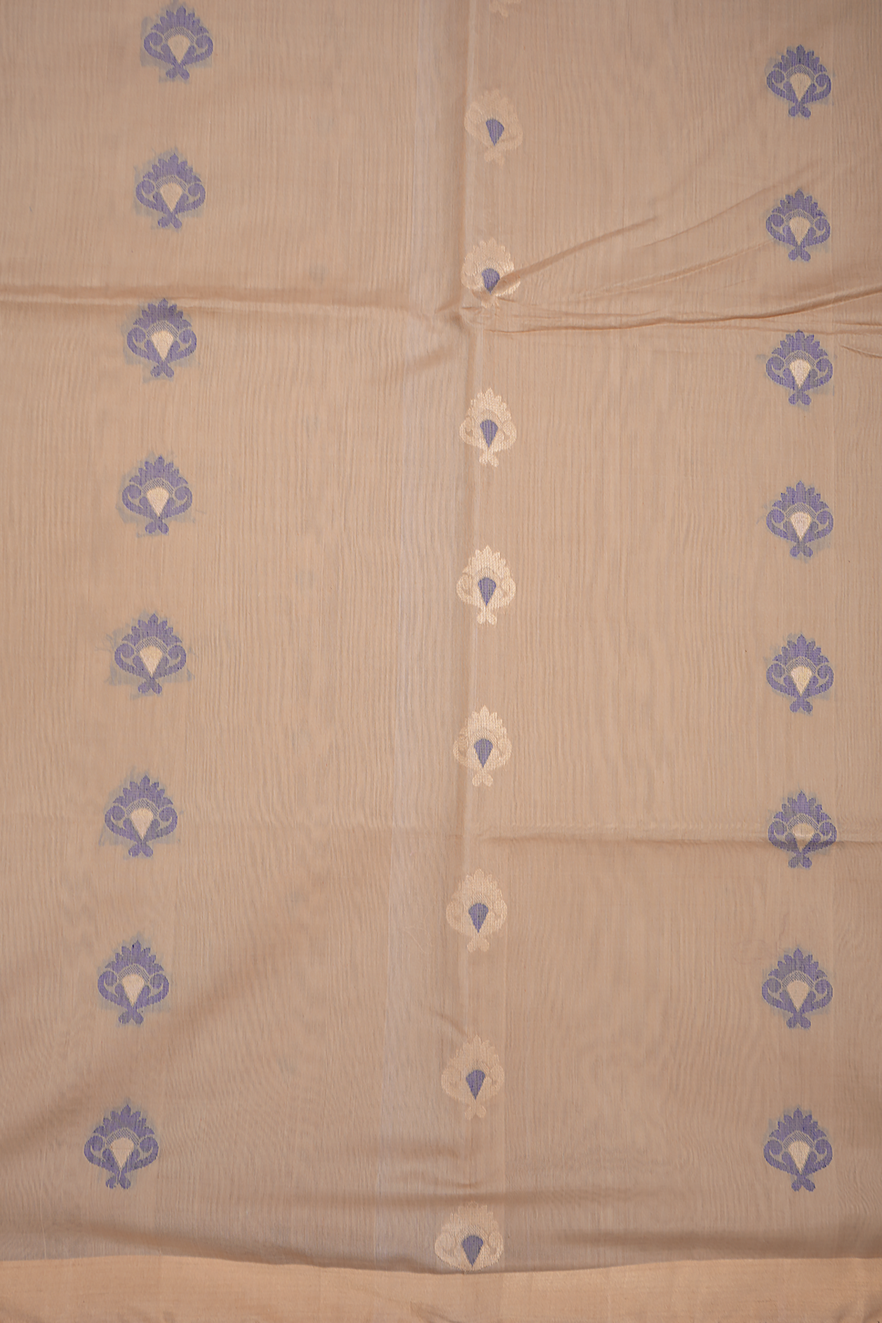 Floral Threadwork And Zari Motifs Tan Kora Silk Cotton Saree